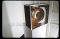 PP46, 3qtr view, 16x8x16 in, plexiglass, mirror, aluminum, 1979